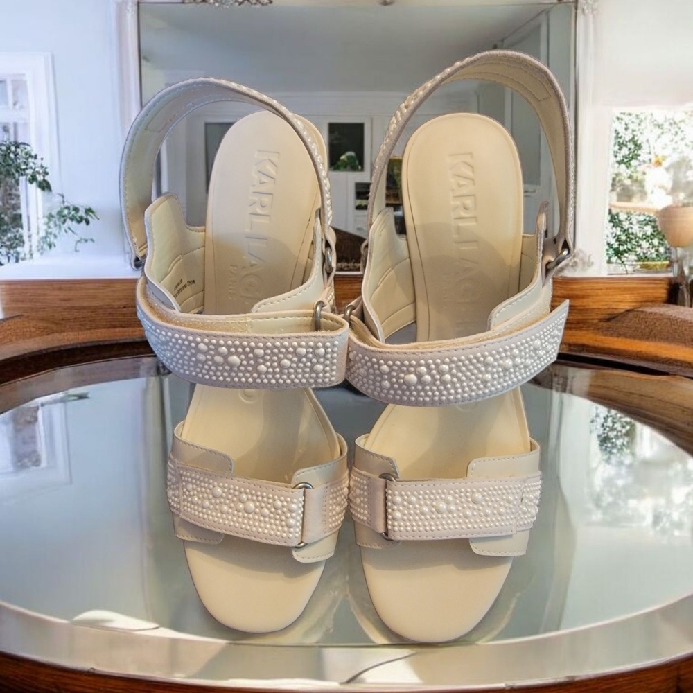 Woman's Karl Lagerfeld White Embellished Sandals